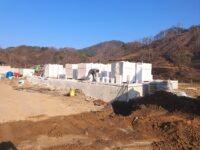 전북 장수 ALC 전원주택 기초공사후 수용성 발수 블럭 기단 도포
